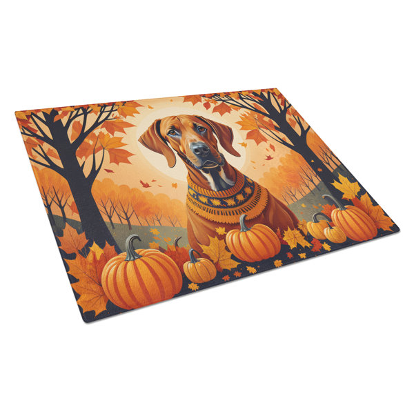 Caroline's Treasures Rhodesian Ridgeback Fall Glass Cutting Board Large